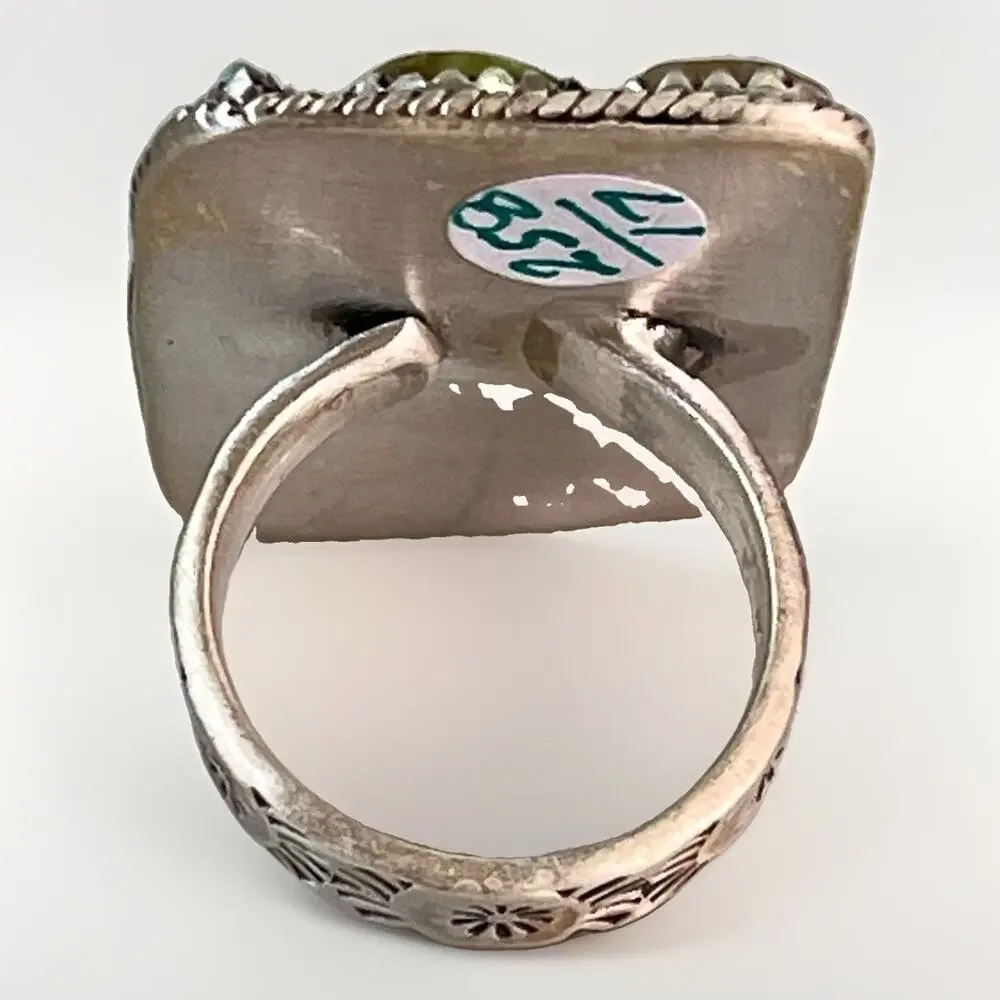 Sterling Silver Multi Turquoise Variscite Cobblestone Cluster Ring Southwestern